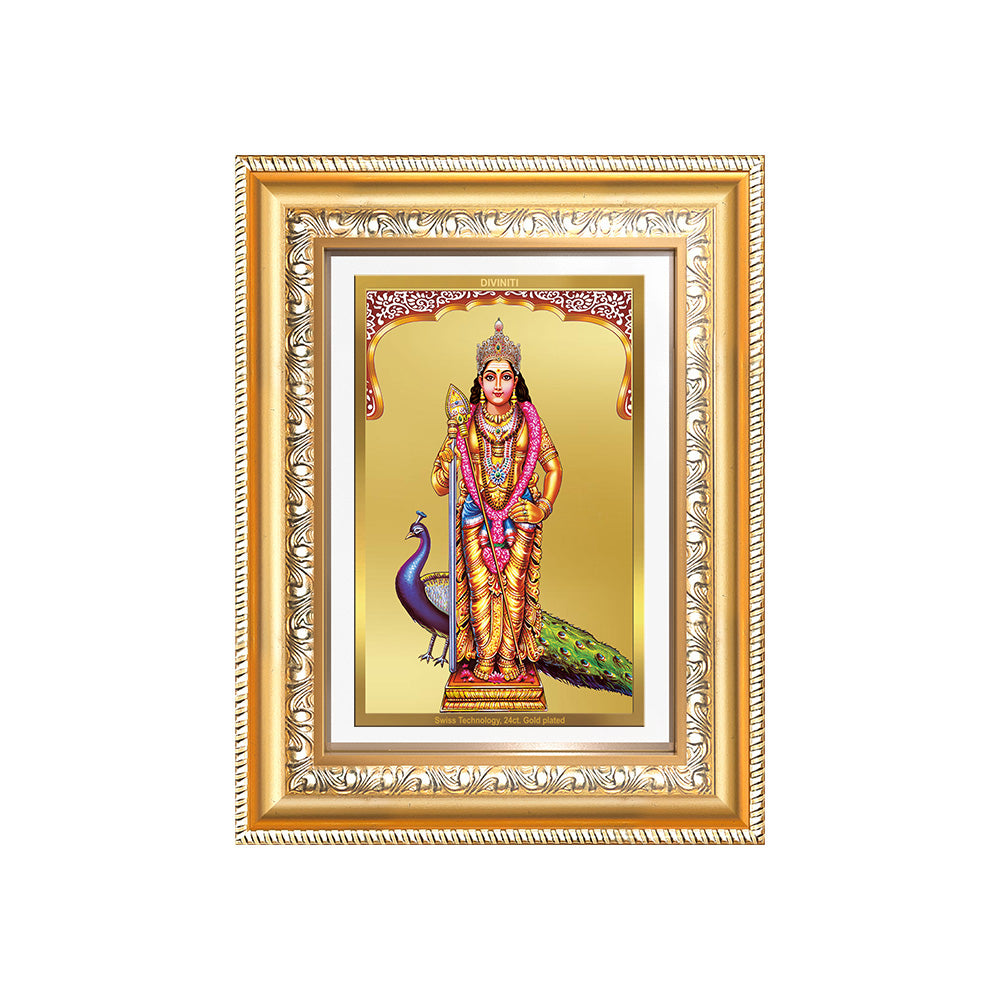 Diviniti 24K Gold Plated Murugan (Classic) Divine Wall Frame for Home Mandir & Office Decor | Luxury Spiritual Gift