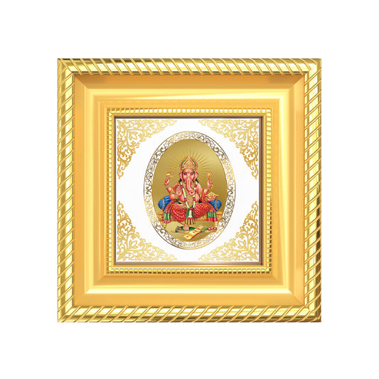 Lord Ganesha | Divine Hindu God of Wisdom & Prosperity Royal Tabletop Photo Frame in 24K Gold Plated Foil