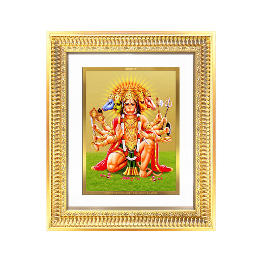 Panchmukhi Hanuman | Five-Faced Hanuman Wall Mount Photo Frame in 24K Gold Plated Foil