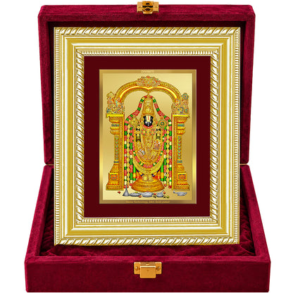 24K Gold-Plated Lord Tirupati Balaji Frame | Premium Gift Box | 21.5x17.5 CM
