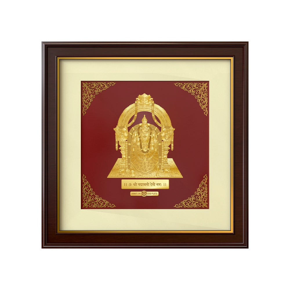 Goddess Padmavati | Sacred Grace and Abundance Gold on Gold Wall Hanging Frame in 24K Gold Plated Foil