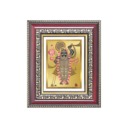 Diviniti 24K Gold Plated Shrinath Ji (Classic) Divine Table Top Frame for Home Mandir & Office Decor | Luxury Spiritual Gift