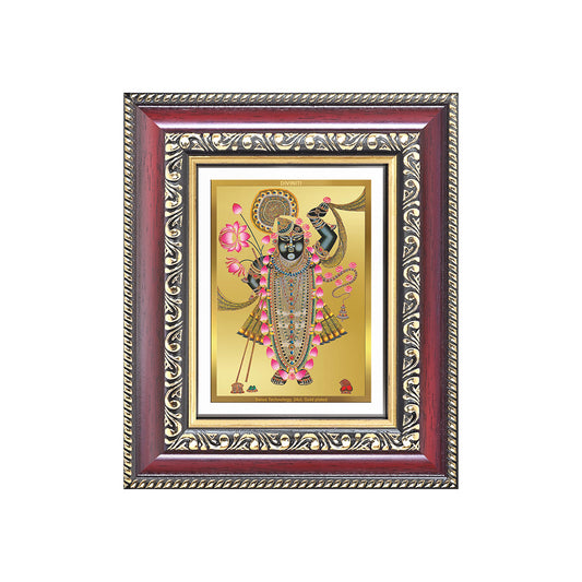 Diviniti 24K Gold Plated Shrinath Ji (Classic) Divine Table Top Frame for Home Mandir & Office Decor | Luxury Spiritual Gift
