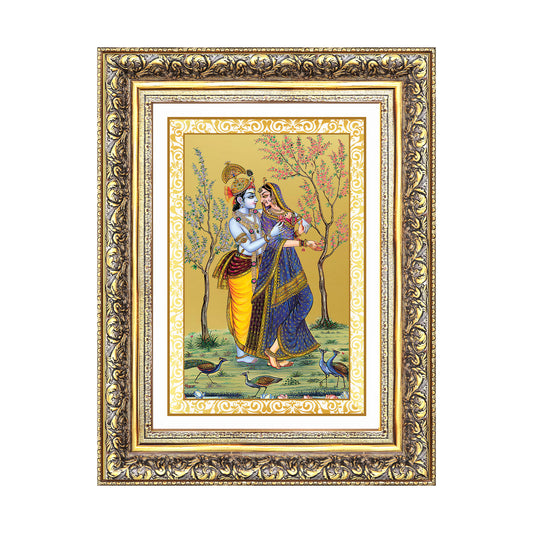 Diviniti 24K Gold Plated Radha Krishna (Classic) Divine Wall Frame for Home Mandir & Office Decor | Luxury Spiritual Gift