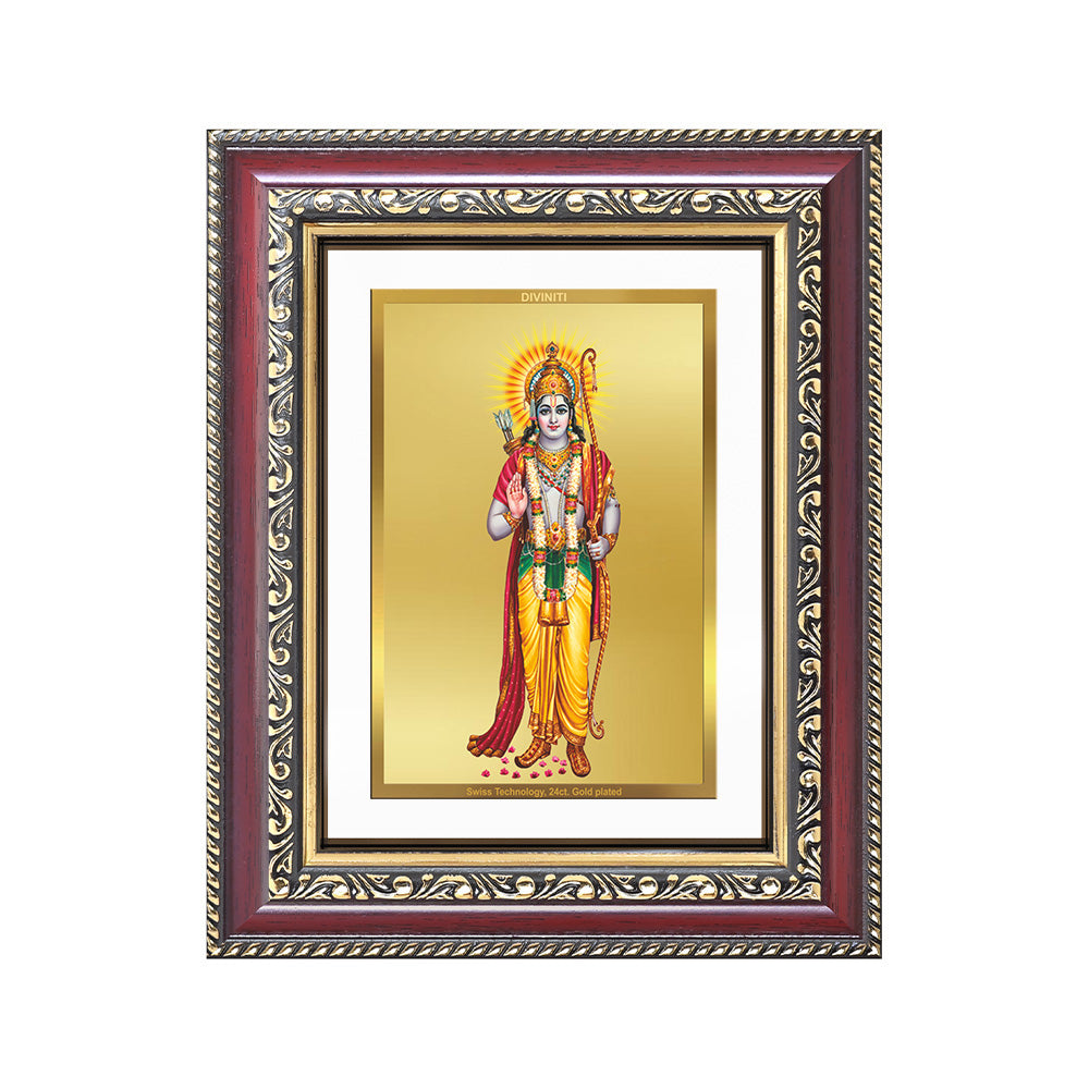 Diviniti 24K Gold Plated Ram Ji (Classic) Divine Wall and Table Top Frame for Home Mandir & Office Decor | Luxury Spiritual Gift