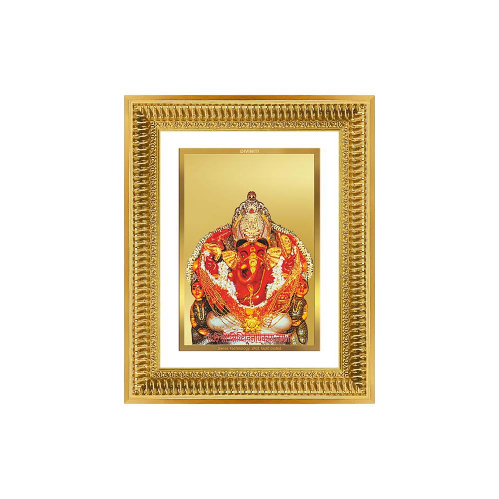 Diviniti 24K Gold Plated Siddhi Vinayak (Classic) Divine Wall Frame for Home Mandir & Office Decor | Luxury Spiritual Gift