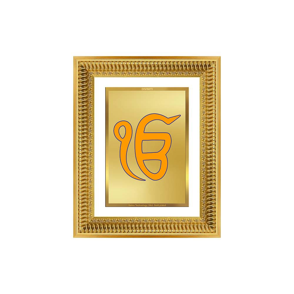 Diviniti 24K Gold Plated Ik Omkar (Classic) Divine Wall Frame for Home Mandir & Office Decor | Luxury Spiritual Gift
