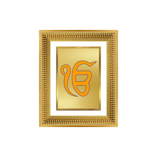 Diviniti 24K Gold Plated Ik Omkar (Classic) Divine Wall Frame for Home Mandir & Office Decor | Luxury Spiritual Gift