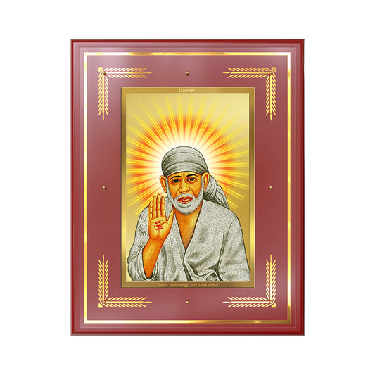Shirdi Sai Baba Blessing Pose Wall Photo Frame in 24K Gold Plated Foil | Faith, Protection & Divine Grace