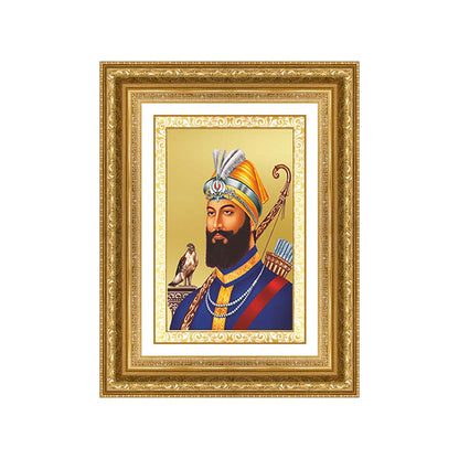 Diviniti 24K Gold Plated Guru Gobind Singh Ji (Classic) Sacred Sikh Wall Frame for Home Decor & Office Ambiance | Premium Spiritual Gift