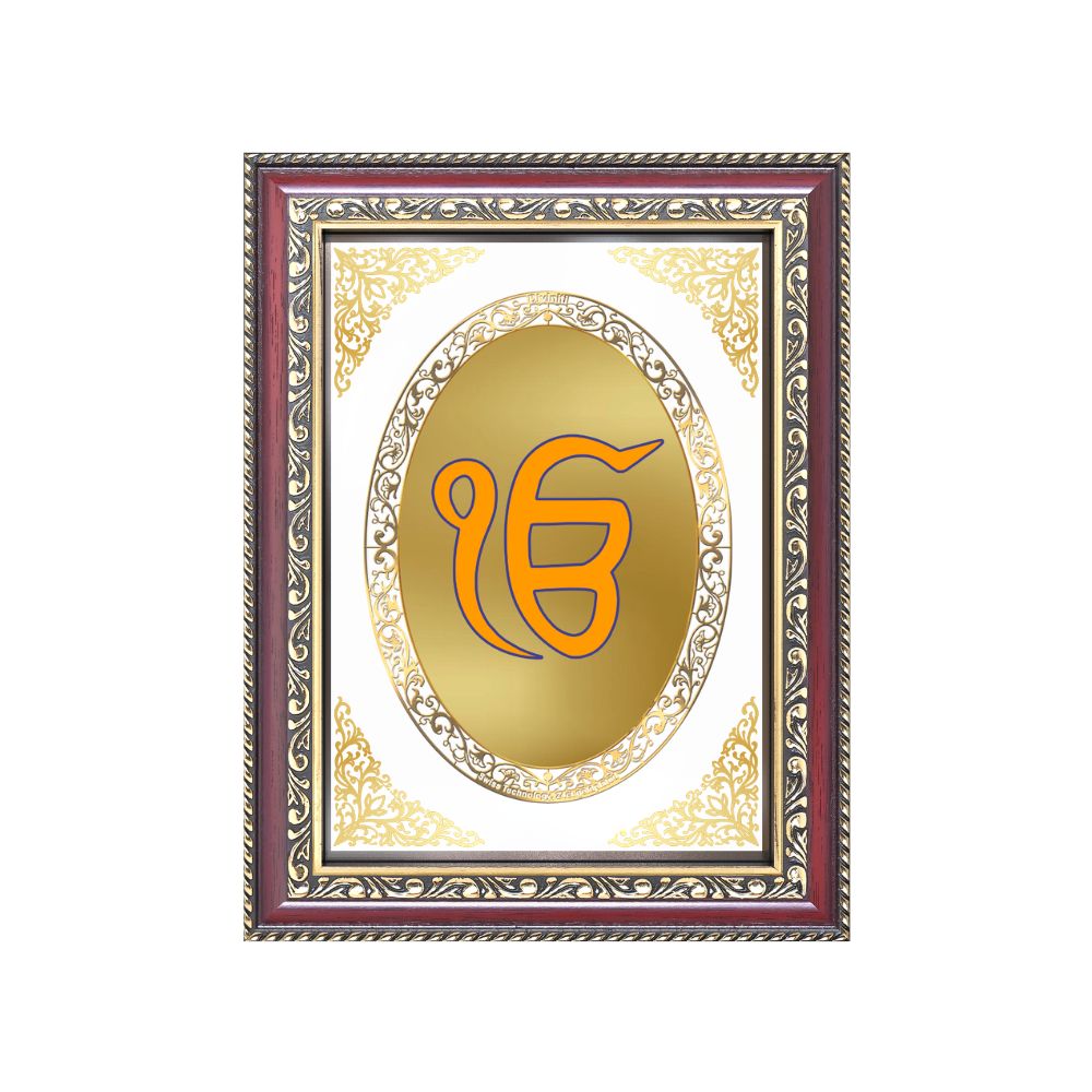 Ik Onkar | Sacred Sikh Symbol Wall & Tabletop Royal Photo Frame in 24K Gold Plated Foil