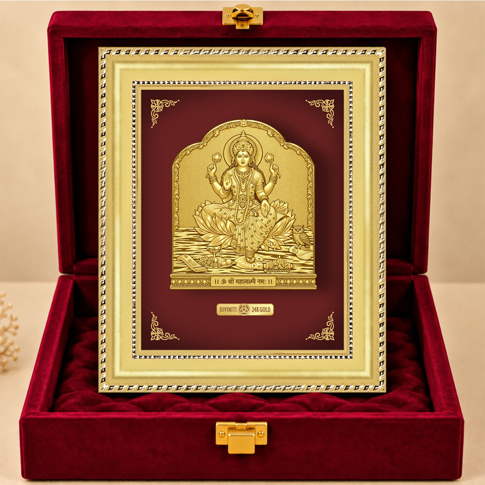 24K Gold-Plated Lakshmi Frame | Premium Gift Box | 18x15 CM