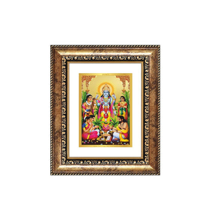 Diviniti 24K Gold Plated Satyanarayan Divine Table Top Frame for Home Mandir & Office Decor | Luxury Spiritual Gift