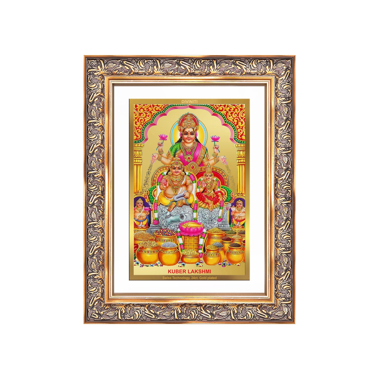 Lakshmi Kuber | Divine Wealth Duo Wall Mount Photo Frame in 24K Gold Plated Foil