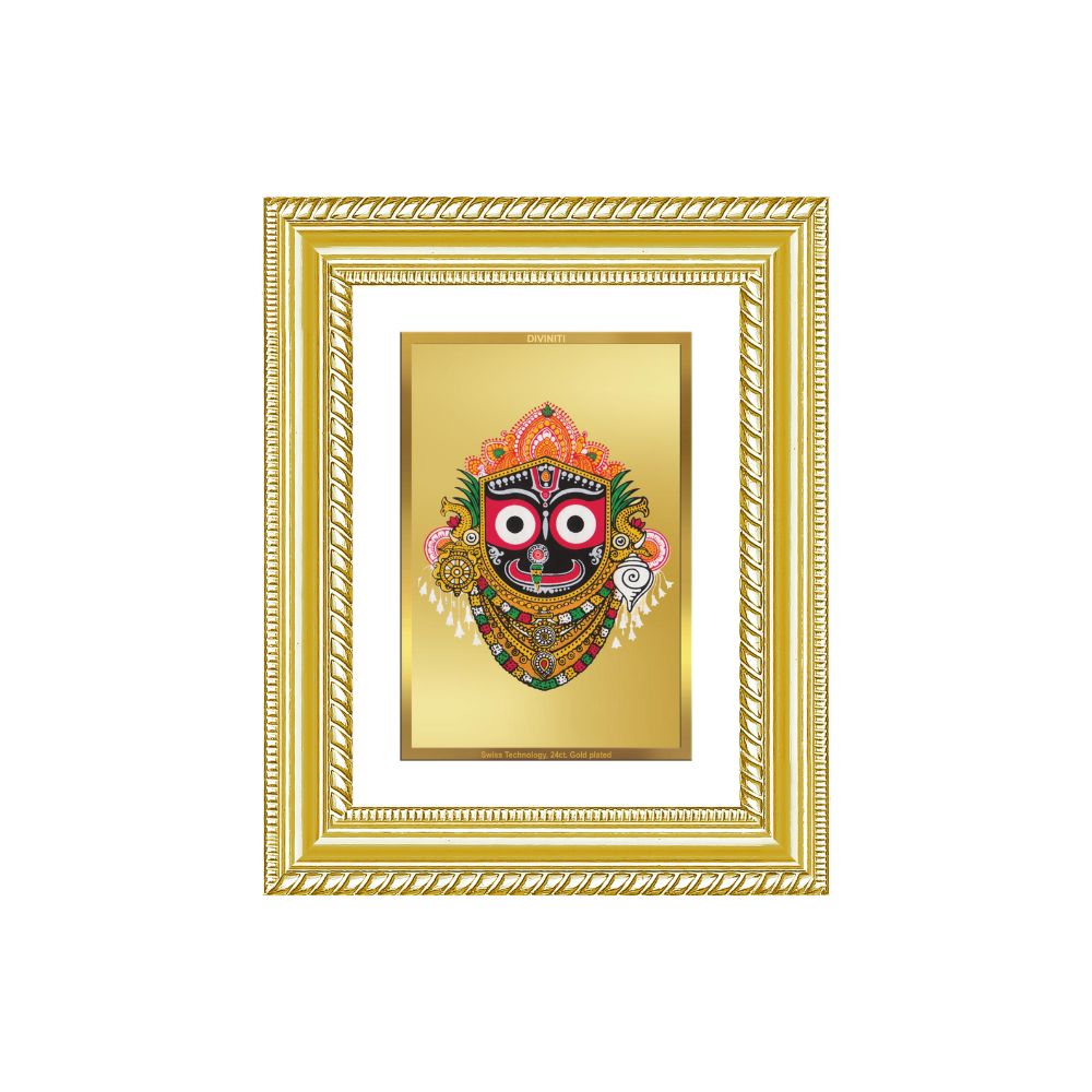 Diviniti 24K Gold Plated Jagannath (Classic) Divine Wall and Table Top Frame for Home Mandir & Office Decor | Luxury Spiritual Gift