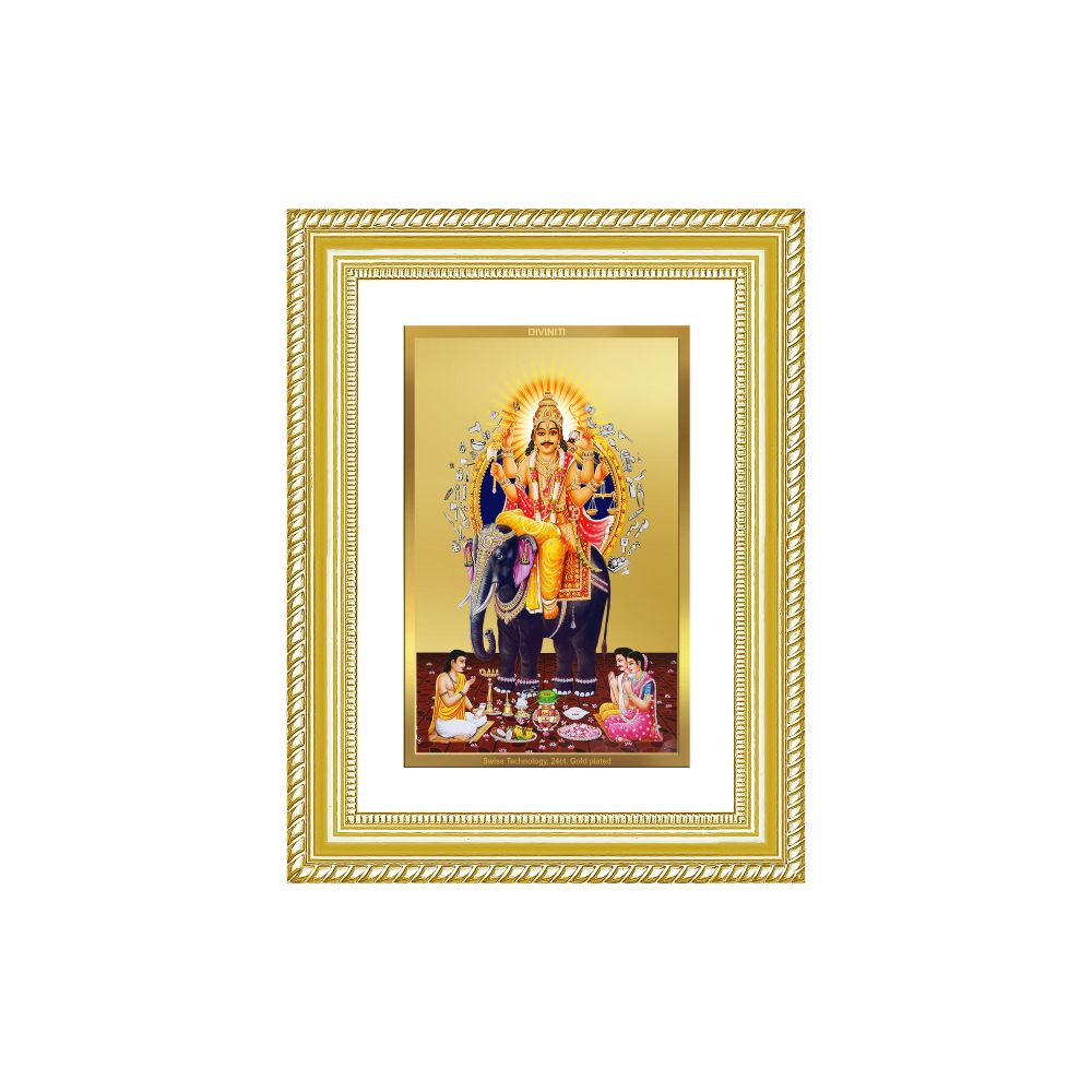Diviniti 24K Gold Plated Vishvakarma (Classic) Divine Wall Frame for Home Mandir & Office Decor | Luxury Spiritual Gift