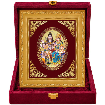 24K Gold-Plated Shiv Parivaar Frame | Premium Gift Box | 16x13.5 CM