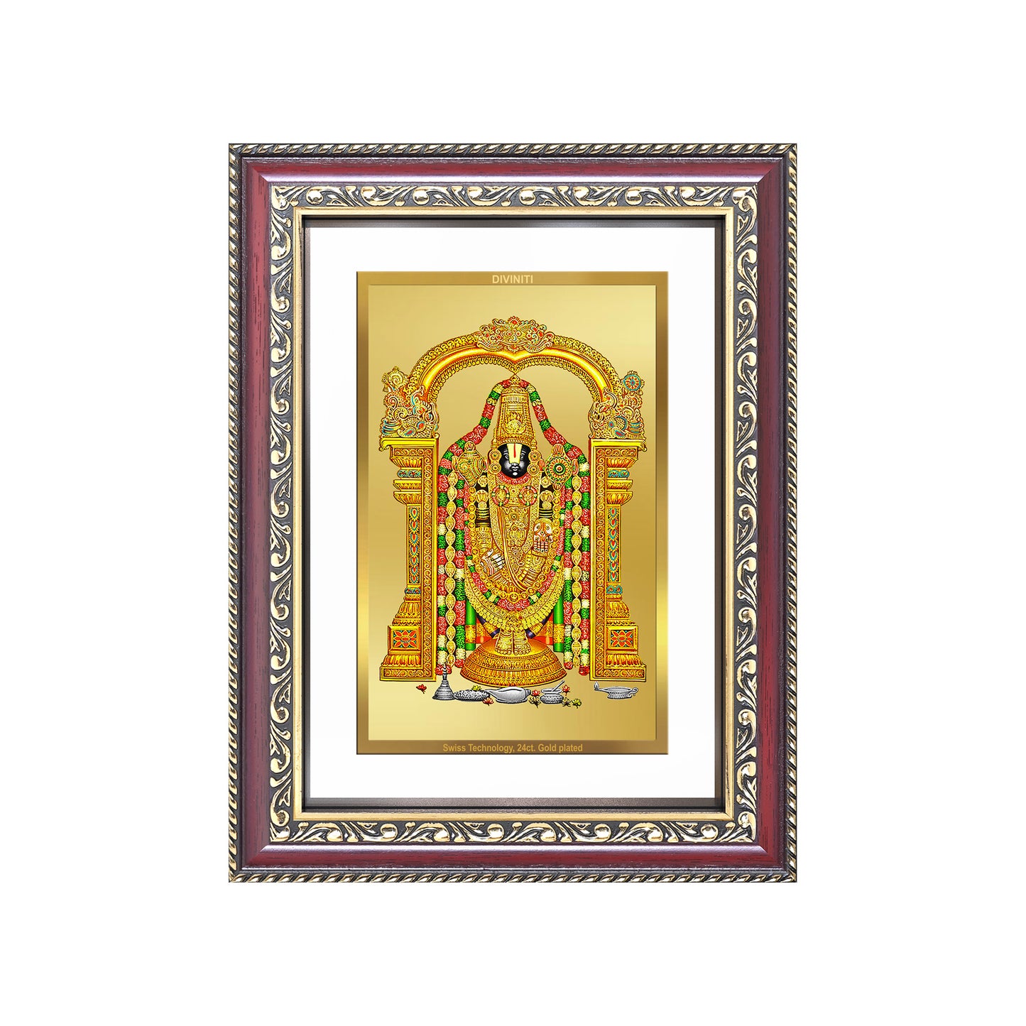 Diviniti 24K Gold Plated Tirupati Balaji Divine Wall Frame for Home Mandir & Office Decor | Luxury Spiritual Gift