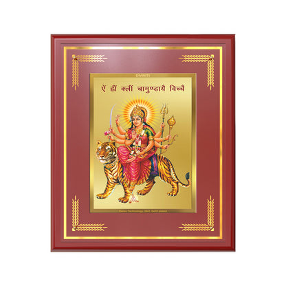 Diviniti Goddess Durga with Sacred Mantra Wall Photo Frame in 24K Gold Plated Foil – Power, Protection & Divine Energy