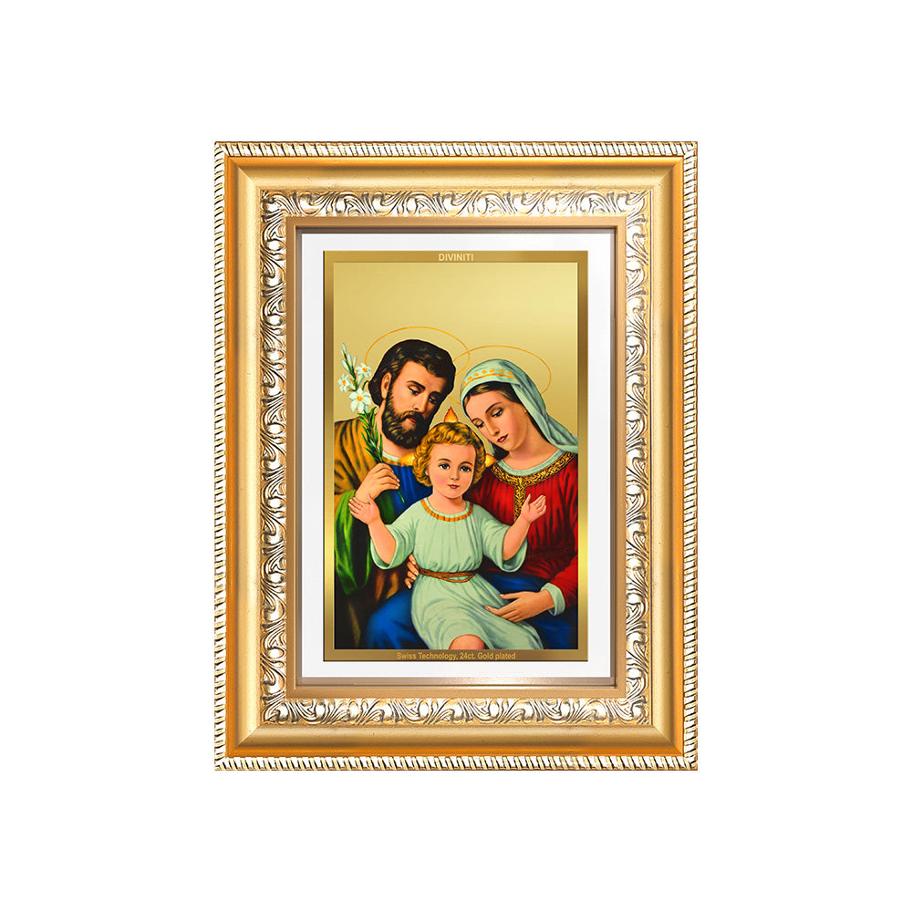 Diviniti 24K Gold Plated Holy Family (Classic) Divine Wall Frame for Home Mandir & Office Decor | Luxury Spiritual Gift