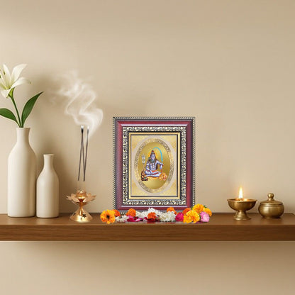 Lord Shiva Divine Mahadev Sacred Power & Transformation Royal Tabletop Frame in 24K Gold Plated Foil