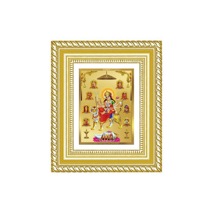 Diviniti 24K Gold Plated Nav Durga Divine Table Top Frame for Home Mandir & Office Decor | Luxury Spiritual Gift