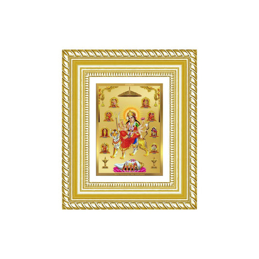 Diviniti 24K Gold Plated Nav Durga Divine Table Top Frame for Home Mandir & Office Decor | Luxury Spiritual Gift