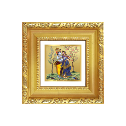 Diviniti Radha Krishna Tabletop Photo Frame in 24K Gold Plated Foil | Divine Love, Harmony & Eternal Bliss | DG103S1A (10x10 CM)