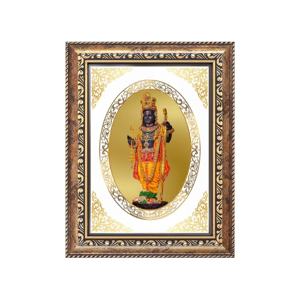 Ram Lalla with Sacred Arch Divine Ayodhya Darshan Royal Tabletop Frame in 24K Gold Plated Foil