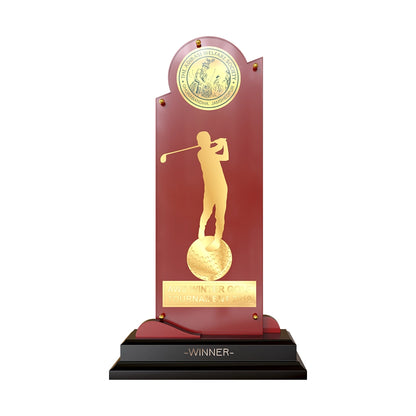 Diviniti Golf Trophy with 24K Gold Plated Foil | Premium Sports Award | Elegant Golfer Silhouette Design