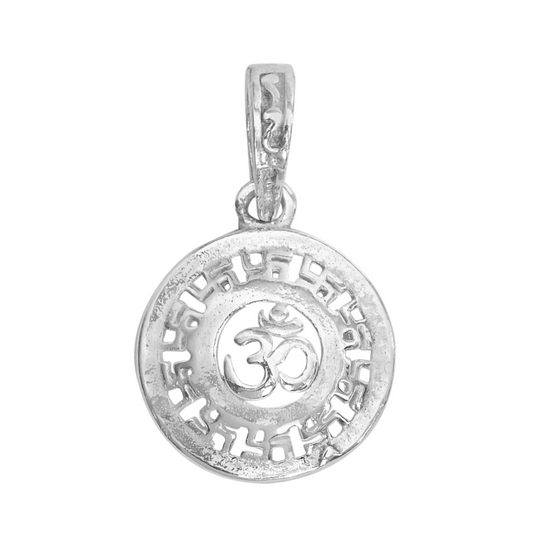 DIVINITI 925 Pure Silver Om Round Small Pendant for Men, Women & Kids Divine God Pendant for Birthday, Anniversary, Special Occasion Gift (1.9x1.9 CM 2 g)
