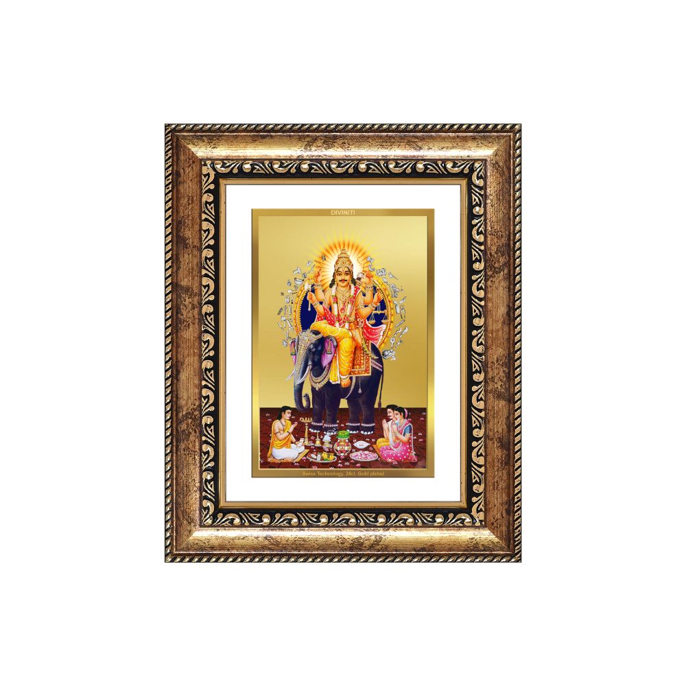 Diviniti 24K Gold Plated Vishvakarma (Classic) Divine Wall and Table Top Frame for Home Mandir & Office Decor | Luxury Spiritual Gift