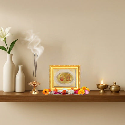 Lord Balaji & Goddess Padmavati Divine Tirupati Sacred Blessings Royal Tabletop Frame in 24K Gold Plated Foil