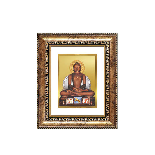 Diviniti 24K Gold Plated Mahavir Divine Table Top Frame for Home Mandir & Office Decor | Luxury Spiritual Gift