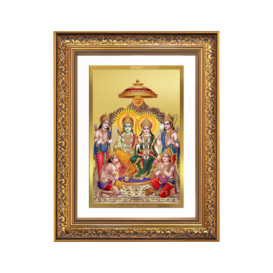 Diviniti 24K Gold Plated Ram Darbar Divine Wall Frame for Home Mandir & Office Decor | Luxury Spiritual Gift