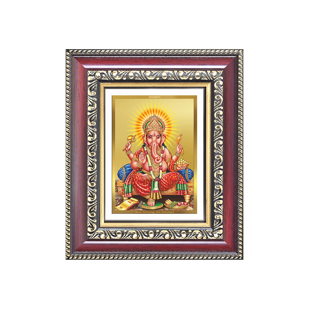 Diviniti 24K Gold Plated Ganesha (Classic) Divine Table Top Frame for Home Mandir & Office Decor | Luxury Spiritual Gift