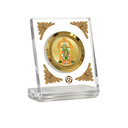 Diviniti 24K Gold Plated Meenakshi Amman Acrylic Car Dashboard Frame | Goddess Meenakshi for Car, Home Décor, Tabletop & Puja Room | Blessings of Prosperity, Strength & Divine Grace (ACF1CH)