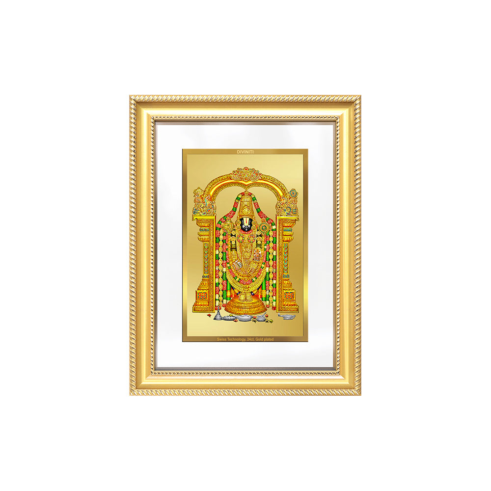 Diviniti 24K Gold Plated Tirupati Balaji Divine Wall Frame for Home Mandir & Office Decor | Luxury Spiritual Gift