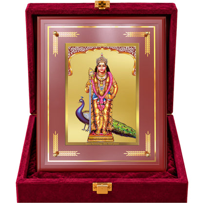 24K Gold-Plated Lord Murugan MDF Frame | Premium Gift Box | 27x35 CM