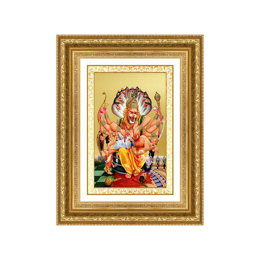 Diviniti 24K Gold Plated Narasimha (Classic) Divine Wall Frame for Home Mandir & Office Decor | Luxury Spiritual Gift