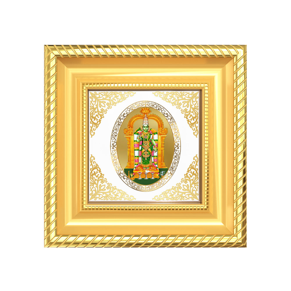 Goddess Meenakshi | Divine Goddess Royal Tabletop Photo Frame in 24K Gold Plated Foil