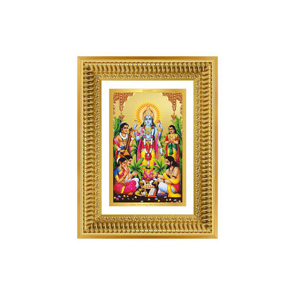 Diviniti 24K Gold Plated Satyanarayan (Classic) Divine Wall Frame for Home Mandir & Office Decor | Luxury Spiritual Gift