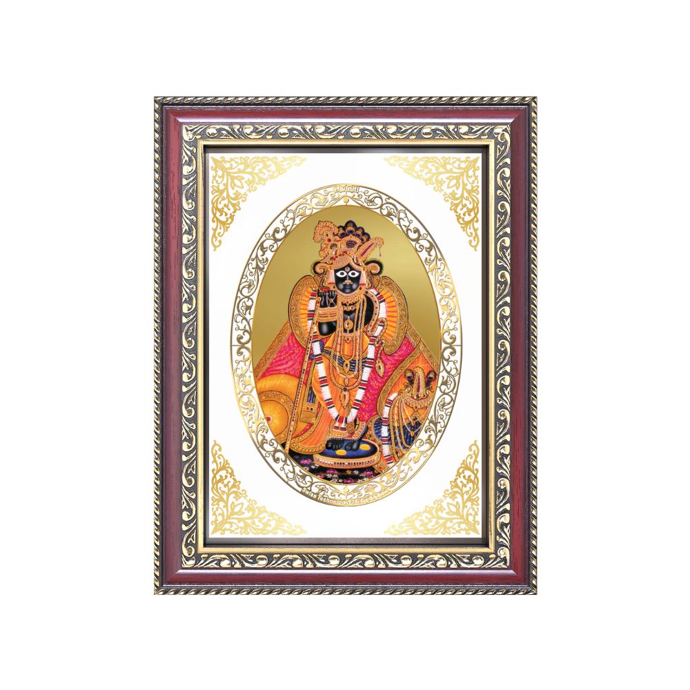 Banke Bihari Ji | Divine Krishna Wall & Tabletop Royal Photo Frame in 24K Gold Plated Foil