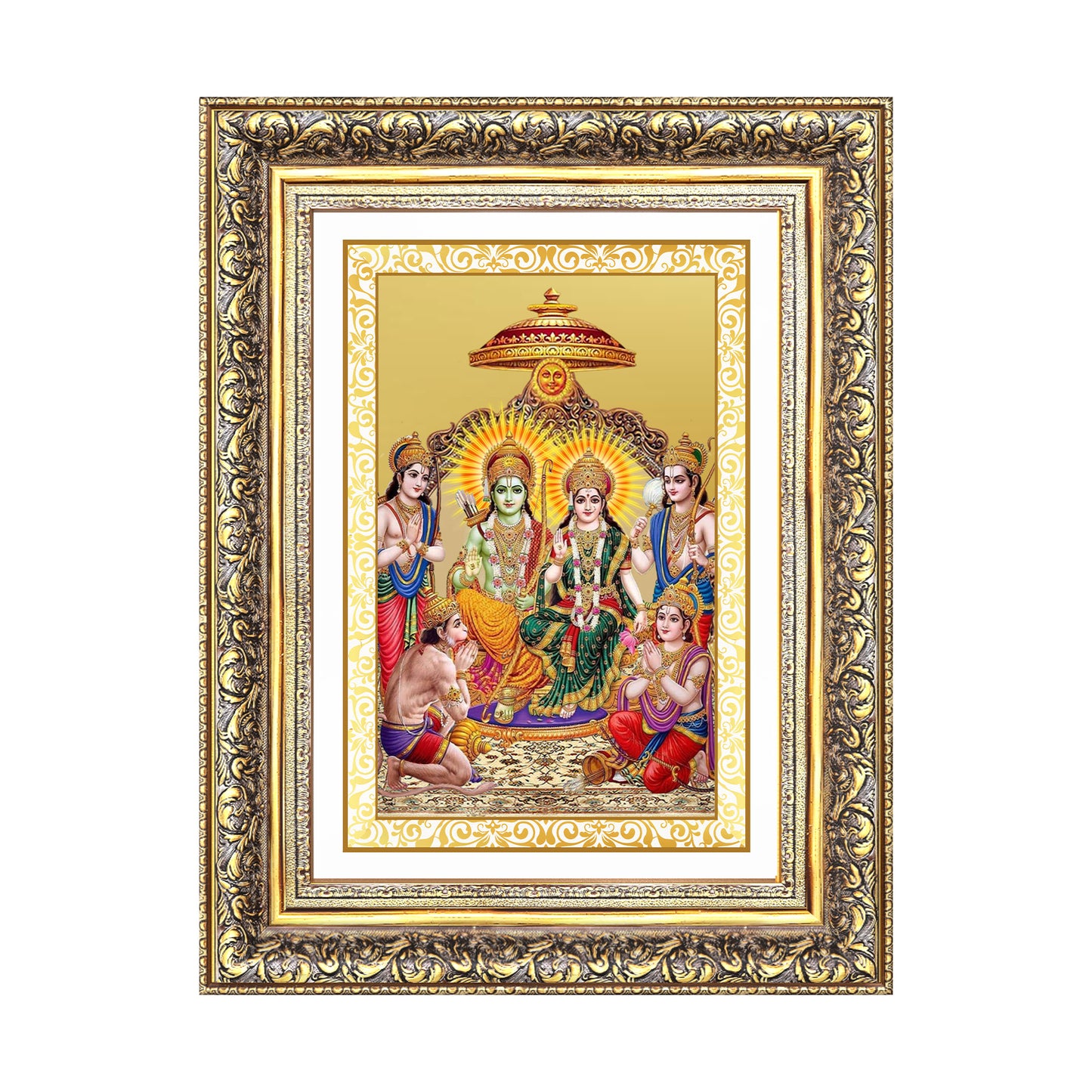 Diviniti 24K Gold Plated Ram Darbar Divine Wall Frame for Home Mandir & Office Decor | Luxury Spiritual Gift