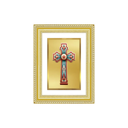 Diviniti 24K Gold Plated Holy Cross (Classic) Divine Wall Frame for Home Mandir & Office Decor | Luxury Spiritual Gift