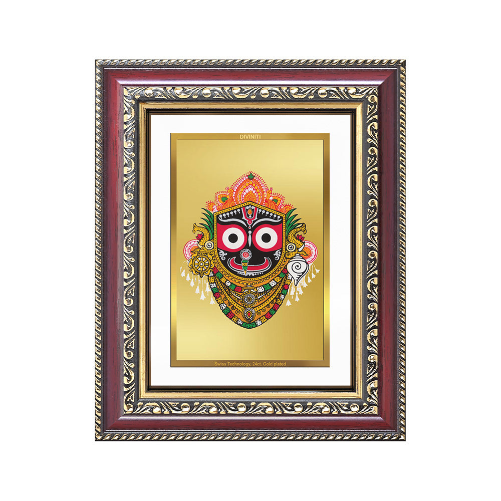 Diviniti 24K Gold Plated Jagannath (Classic) Divine Wall and Table Top Frame for Home Mandir & Office Decor | Luxury Spiritual Gift