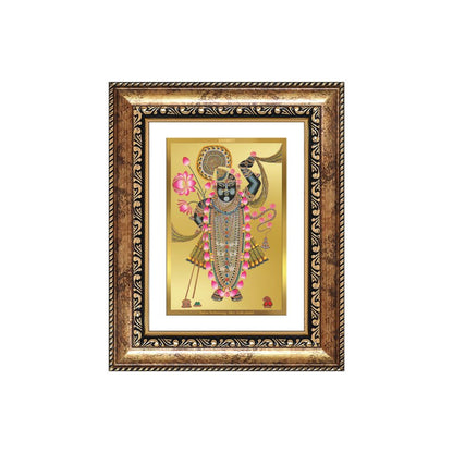 Diviniti 24K Gold Plated Shrinath Ji (Classic) Divine Wall and Table Top Frame for Home Mandir & Office Decor | Luxury Spiritual Gift