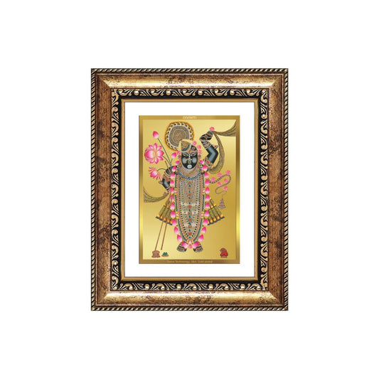 Diviniti 24K Gold Plated Shrinath Ji (Classic) Divine Wall and Table Top Frame for Home Mandir & Office Decor | Luxury Spiritual Gift