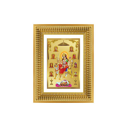 Diviniti 24K Gold Plated Nav Durga (Classic) Divine Wall Frame for Home Mandir & Office Decor | Luxury Spiritual Gift
