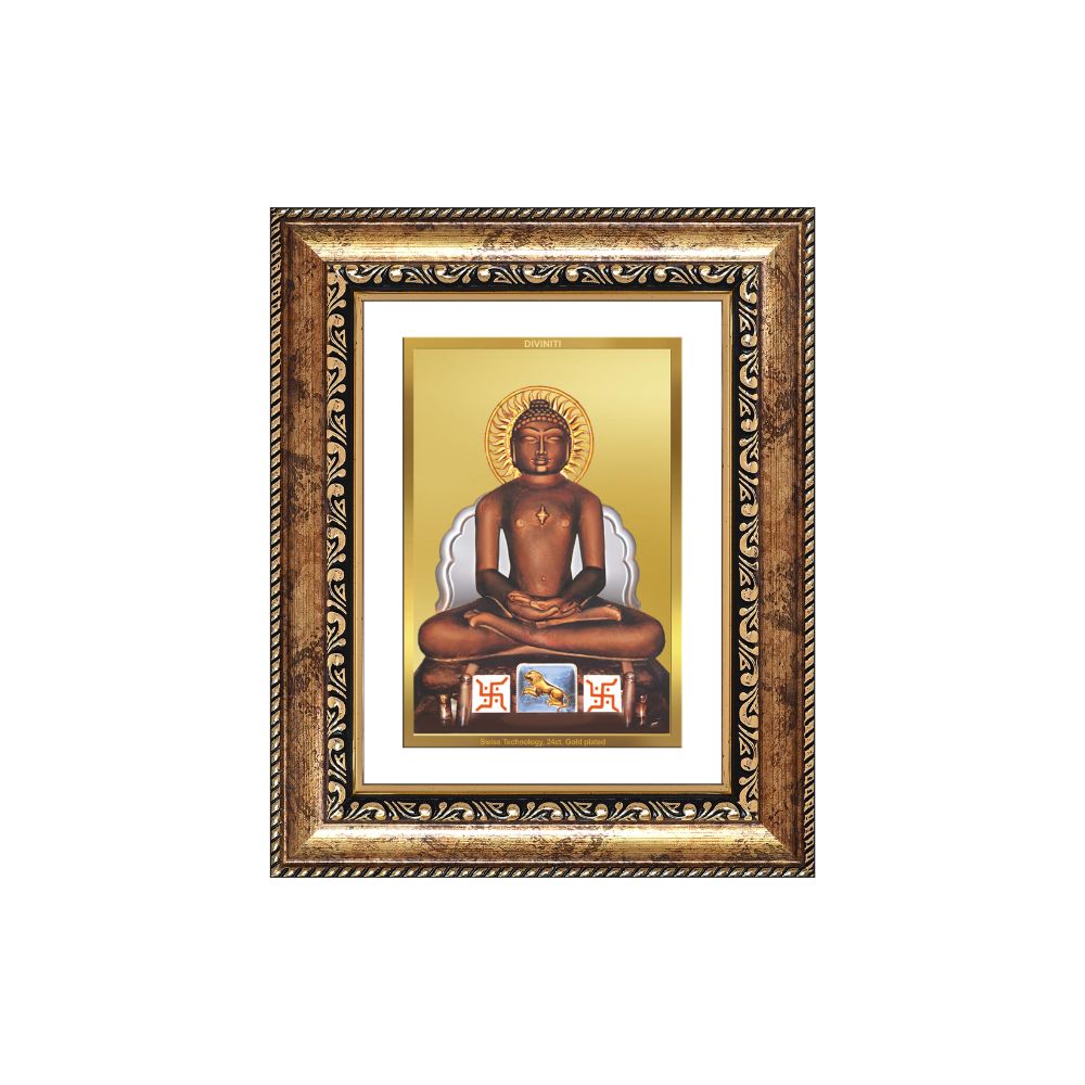 Diviniti 24K Gold Plated Mahavir (Classic) Divine Wall and Table Top Frame for Home Mandir & Office Decor | Luxury Spiritual Gift
